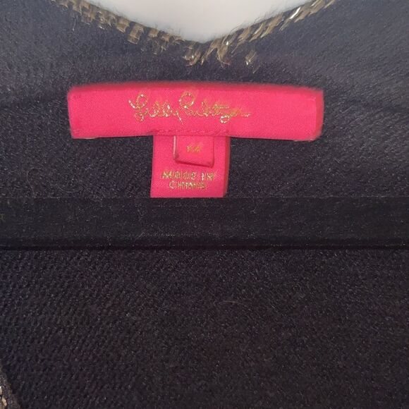 Lilly Pulitzer Stevie Black sweater with Gold Trim size medium - Picture 2 of 3